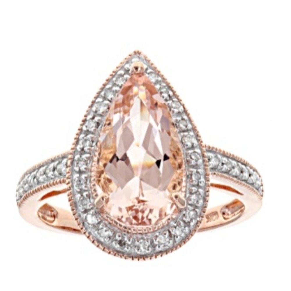 Pear Shaped Morganite 10K Rose Gold Ring